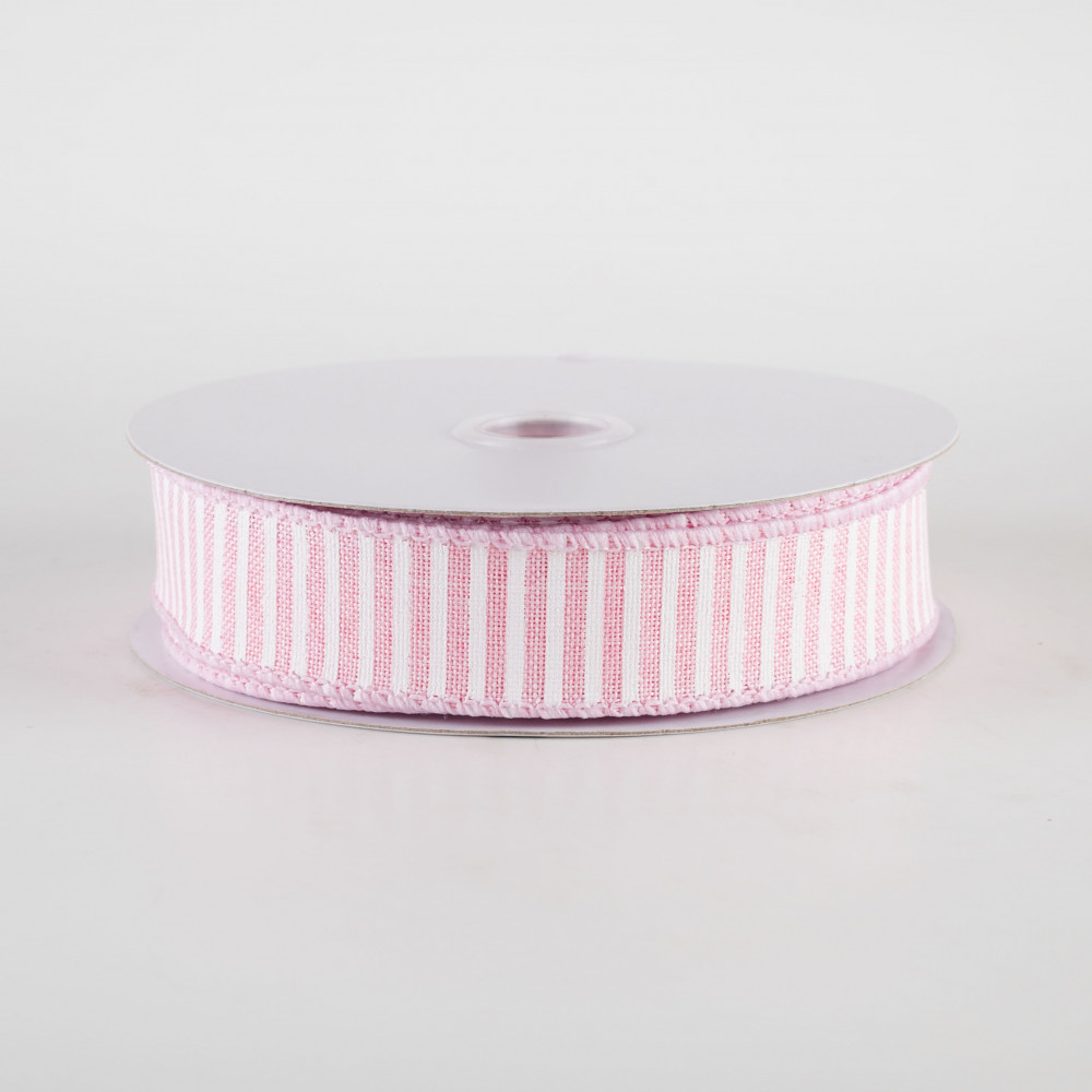 7/8 Horizontal Thin Stripes Ribbon: Pale Pink & White (10 Yards)  [RG778015] 
