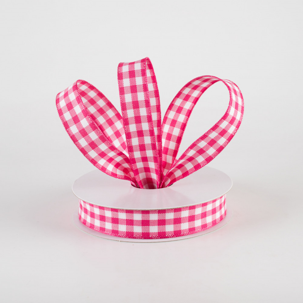Thin Ribbon Spool is Fuchsia with Apple Green stitch print1/8 X 25 yards