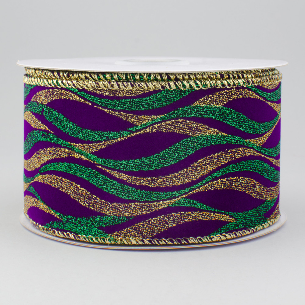 2.5 Lush Velvet Metallic Edge Ribbon: Purple (10 Yards)