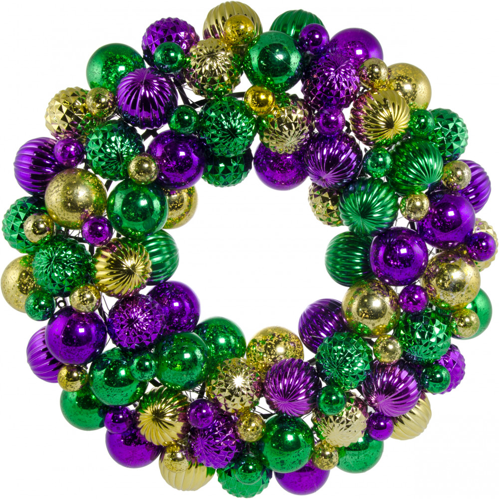 50MM Round Ornaments Purple, Green & Gold