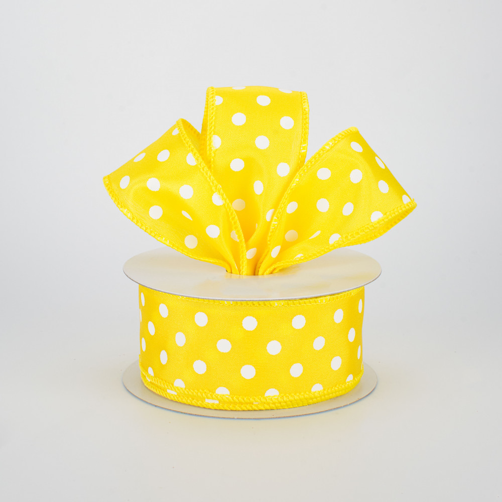 2.5” Yellow and White Polka Dot Ribbon RG158829