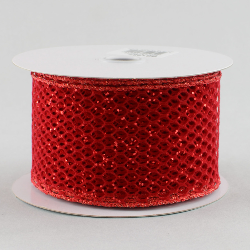 2.5 Deluxe Velvet Satin Backing Ribbon: Red (10 Yards)