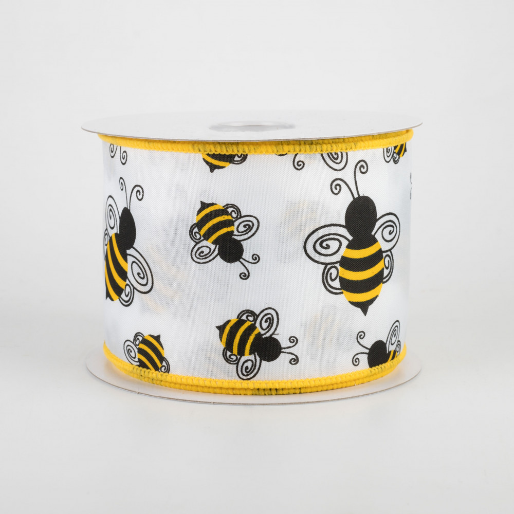 Wired Bumble Bee Taffeta Ribbon, Roll of 10 Yards