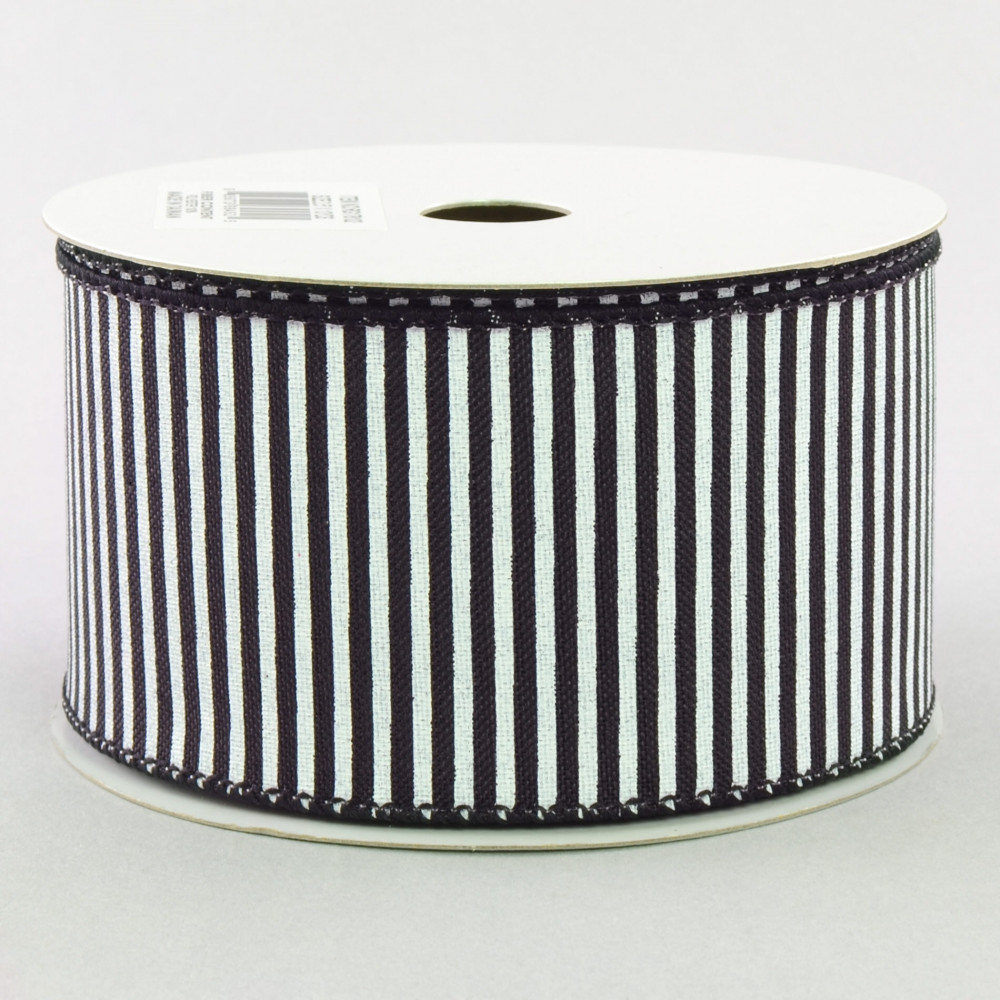 2.5 Royal Canvas Wide Stripe Ribbon: Natural & Black (10 Yards)