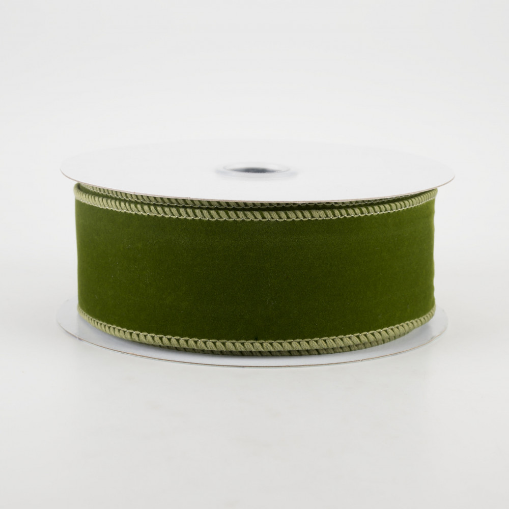 5 Yds Of 1 1/2” Wired Edge Moss Green Linen Ribbon
