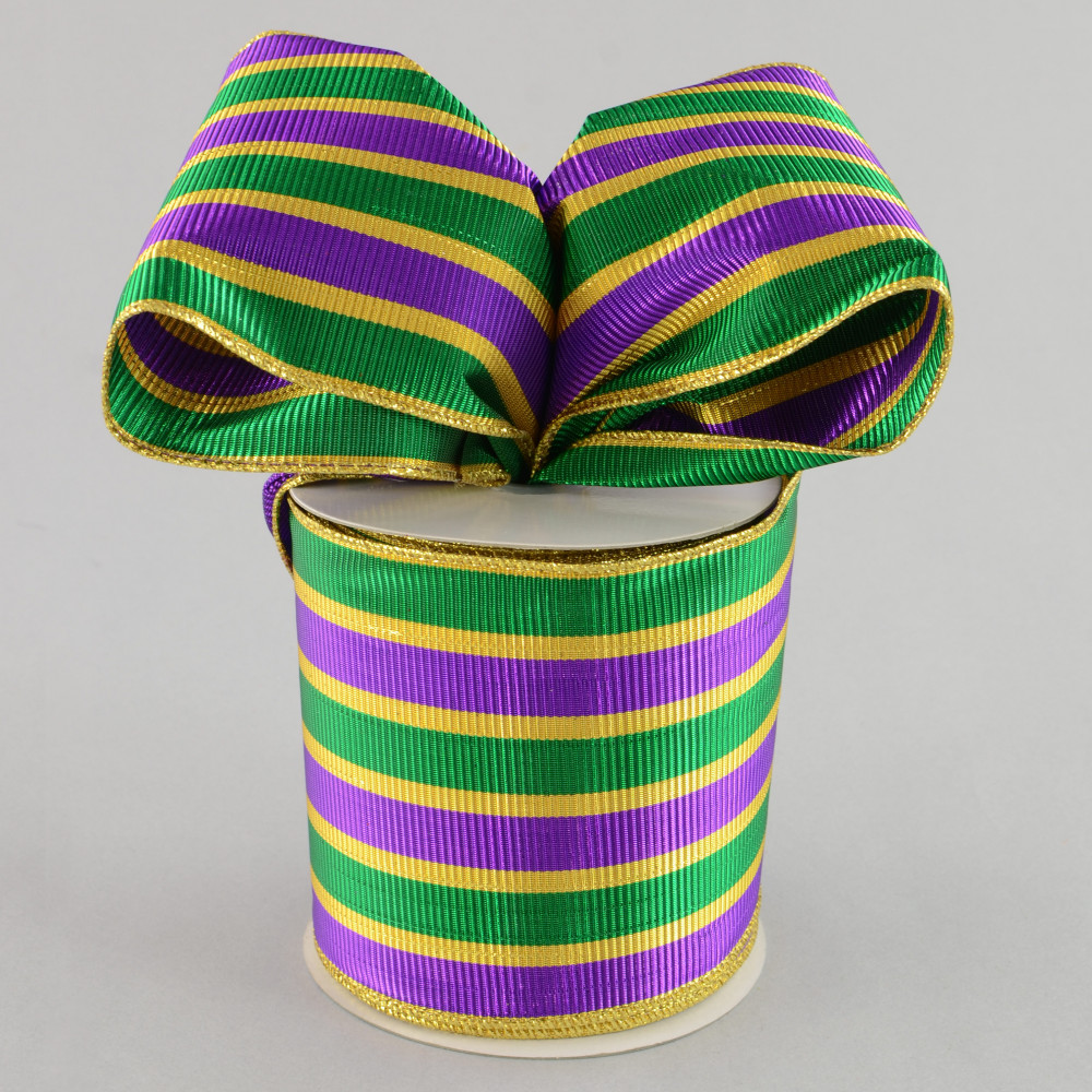 4 Glitter Stripe Ribbon: Mardi Gras (10 Yards)