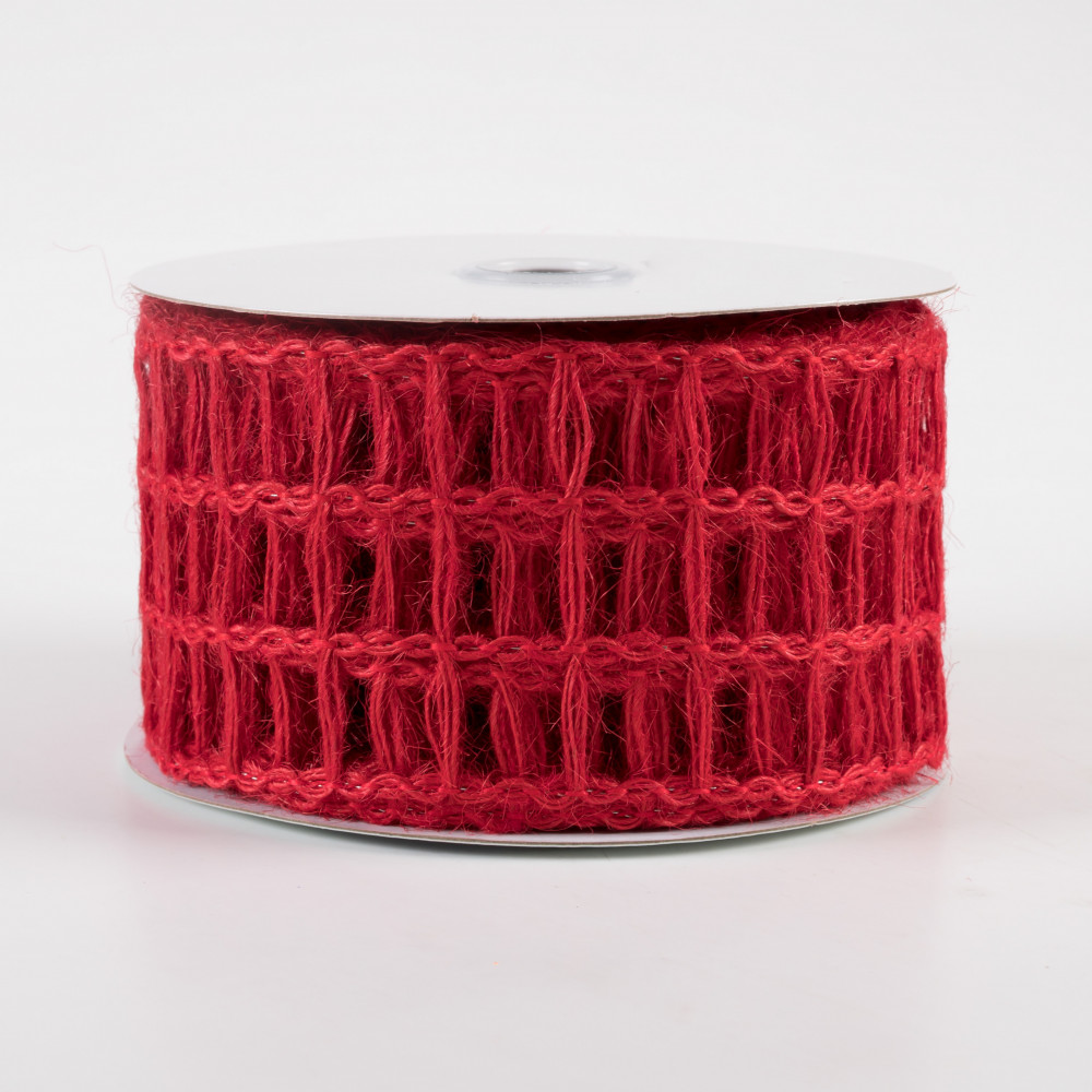 Metallic Red Mesh Wired Ribbon, 1-1/2x25 Yards