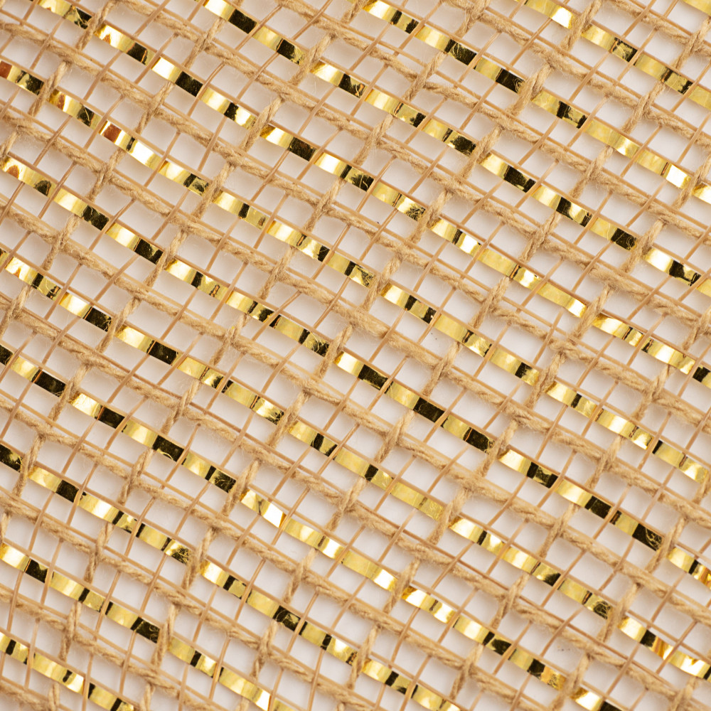 Gold Metallic Mesh Net Fabric Synthetic Nylon Composed Diamond Style  Netting Material for Craft Fancy Dressmaking Decoration | 147cm Wide | 1  Meter