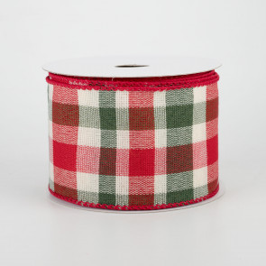 2.5 Traditional Plaid Ribbon: Red, Green, Gold, Black, White (10 Yards)