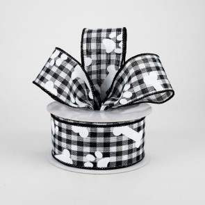 350.1 - 5 YARDS RETAIL - Black & white check gingham ribbon trim 7