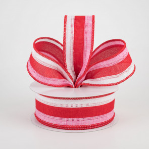 The Ribbon People Red and White Flock Valentine Day Wired Craft Ribbon 2 x  20 Yards