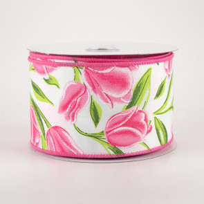 Hot Pink Wired Fabric Florist Ribbon, 1-1/2x50 Yards