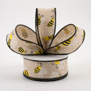 Reliant 2.5 x 10yd. Wired Bumble Bees Citrus Ribbon