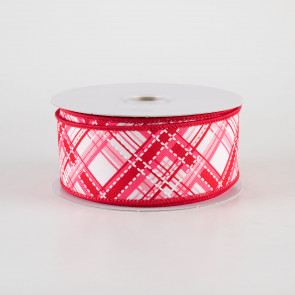 Wired Ribbon * Valentine Graphics * White, Red and Pink * 1.5 x 10 Yards *  Canvas * RGF116227