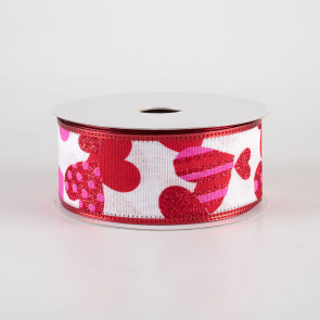 Wired Floral Ribbon - 2.5 inch Pink, Coral & Lavender Bold Blooms on White  Canvas Ribbon - 10 Yards