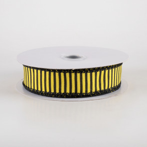 1.5 Yellow Black Thin Horizontal Stripe Ribbon RGC119329