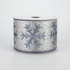 1.5 Glittered Snowflakes Ribbon: White & Silver (50 Yards)