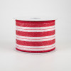 1.5 Red & White Ornaments on Iridescent Ribbon (10 yards)
